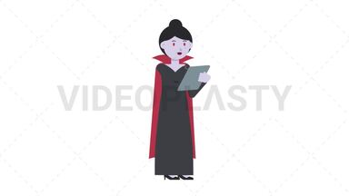 Vampire Countess Writing on Clipboard Stock Animation