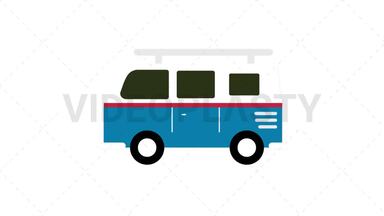 Volkswagen Van Flat Icon Stock Animation