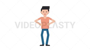 White Casual Man Angry Stock Animation