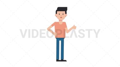 White Casual Man Approve Stock Animation