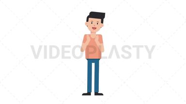 White Casual Man Clapping Stock Animation