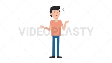 White Casual Man Confused Stock Animation