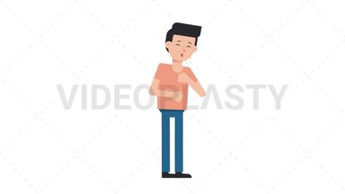 White Casual Man Coughing Stock Animation