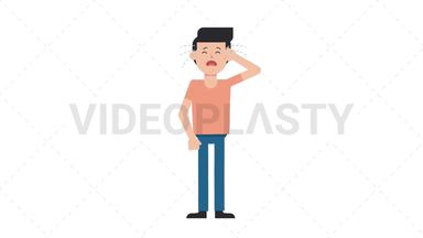 White Casual Man Crying Stock Animation