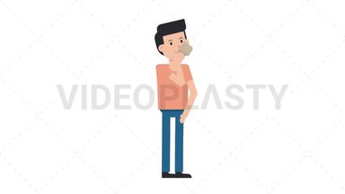 White Casual Man Drinking Coffee Stock Animation