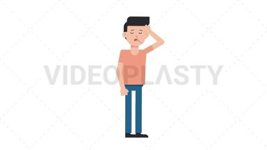 White Casual Man Fever Stock Animation