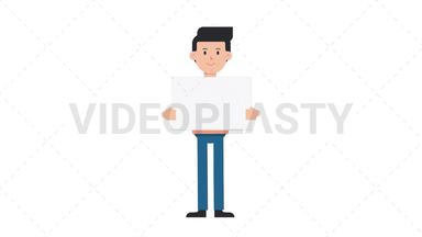 White Casual Man Holding Poster Stock Animation