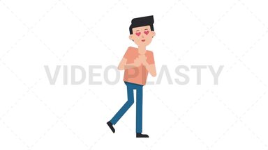 White Casual Man In Love Stock Animation