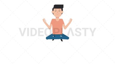 White Casual Man Meditating Stock Animation