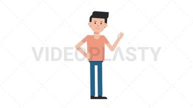 White Casual Man OK Stock Animation