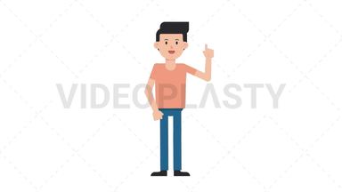 White Casual Man Pointing Above Stock Animation