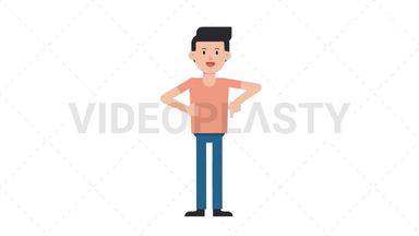 White Casual Man Pointing Below Stock Animation