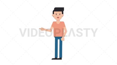 White Casual Man Pointing Left Stock Animation