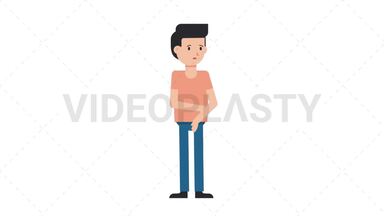 White Casual Man Sad Stock Animation