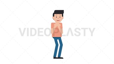White Casual Man Scared Stock Animation
