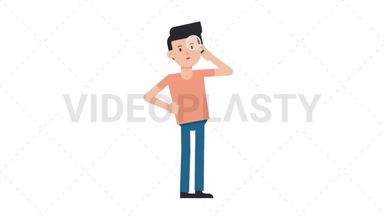 White Casual Man Searching with a Magnifying Glass Stock Animation