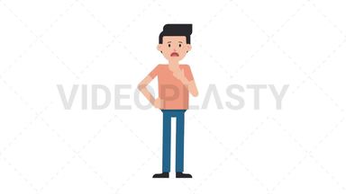 White Casual Man Shortness of Breath Stock Animation