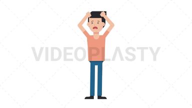 White Casual Man Stressed Stock Animation