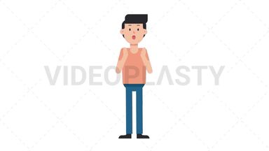 White Casual Man Surprised Stock Animation