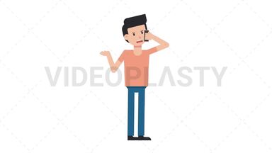 White Casual Man Talking on Phone Angry Stock Animation