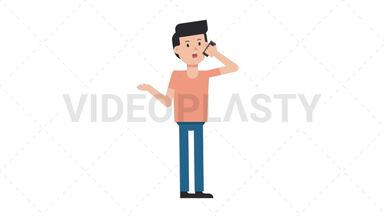 White Casual Man Talking on Phone Happy Stock Animation