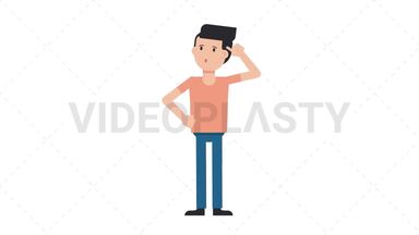 White Casual Man Thinking Stock Animation