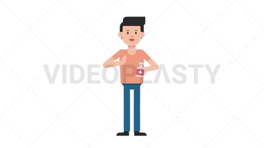 White Casual Man Using Disinfectant Spray Stock Animation