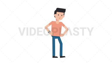 White Casual Man Waiting Stock Animation