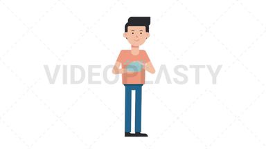 White Casual Man Washing Hands Stock Animation