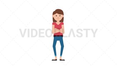 White Casual Woman Angry Stock Animation