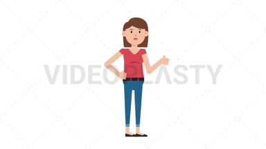 White Casual Woman Approve Stock Animation