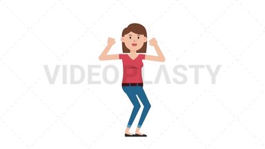 White Casual Woman Cheer Stock Animation