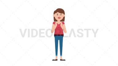 White Casual Woman Clapping Stock Animation