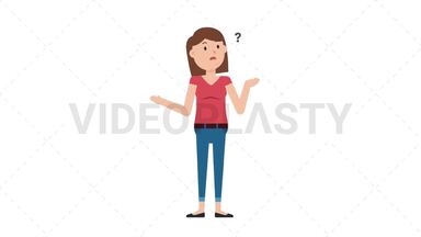 White Casual Woman Confused Stock Animation