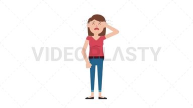 White Casual Woman Crying Stock Animation