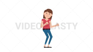 White Casual Woman Dancing Stock Animation