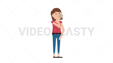 White Casual Woman Drinking Coffee Stock Animation