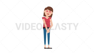 White Casual Woman In Love Stock Animation