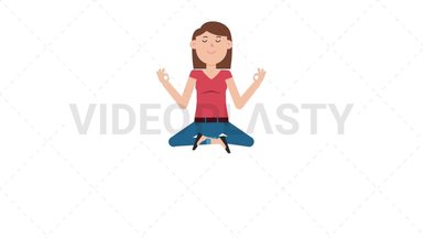 White Casual Woman Meditating Stock Animation