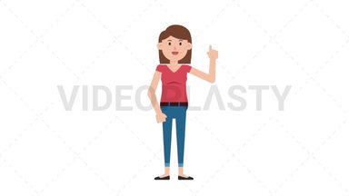 White Casual Woman Pointing Above Stock Animation