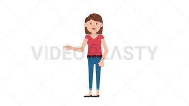White Casual Woman Pointing Left Stock Animation