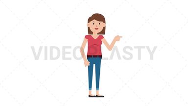 White Casual Woman Pointing Right Stock Animation