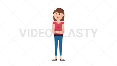 White Casual Woman Sad Stock Animation