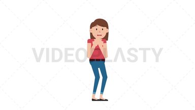 White Casual Woman Scared Stock Animation