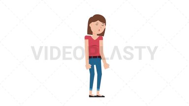 White Casual Woman Sleepy Stock Animation