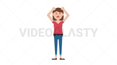 White Casual Woman Stressed Stock Animation