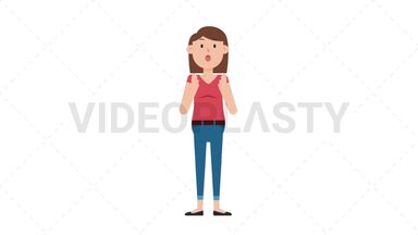 White Casual Woman Surprised Stock Animation