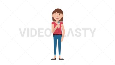 White Casual Woman Talking on Microphone Stock Animation