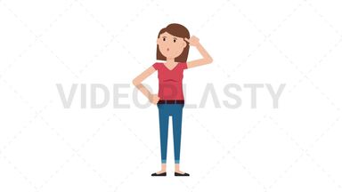 White Casual Woman Thinking Stock Animation