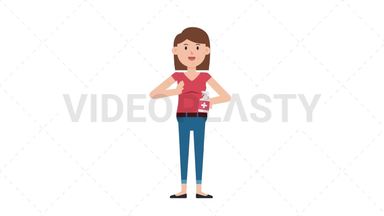 White Casual Woman Using Disinfectant Spray Stock Animation